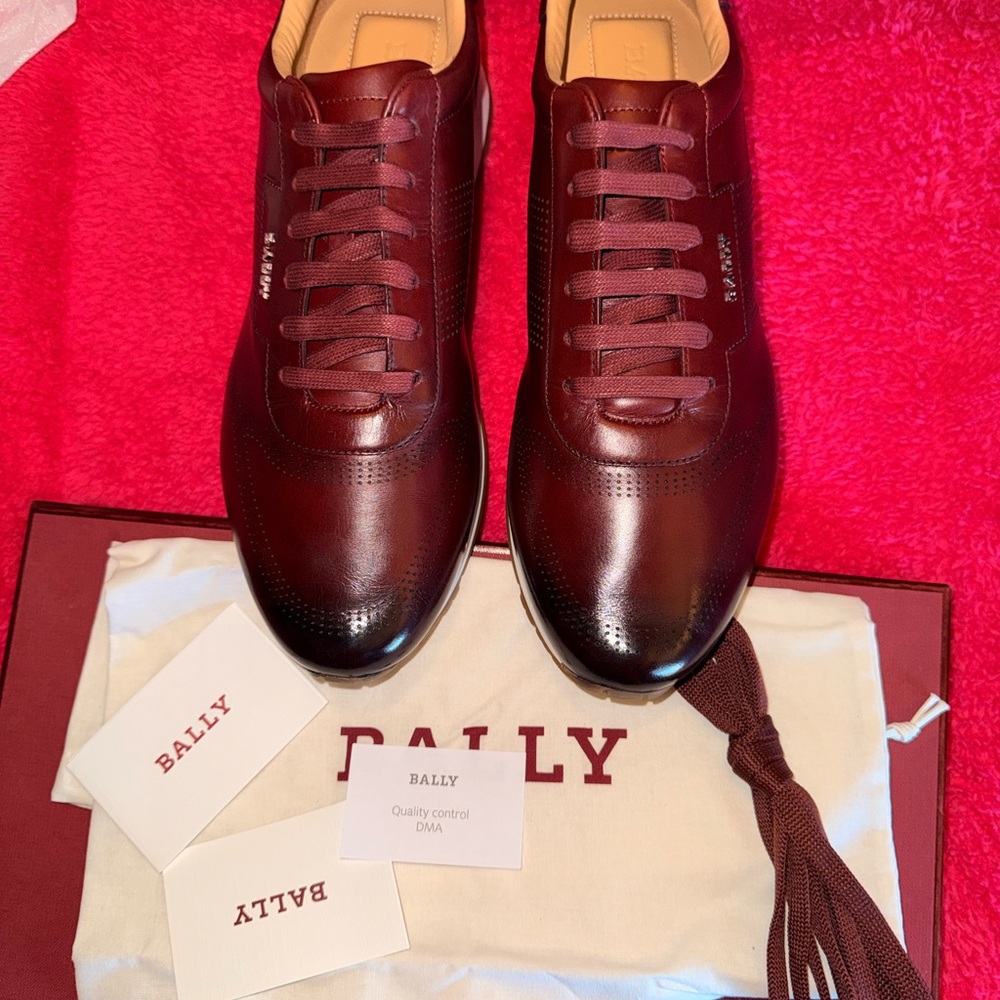 Bally Burgundy Leather Sneakers - Picture 15 of 16
